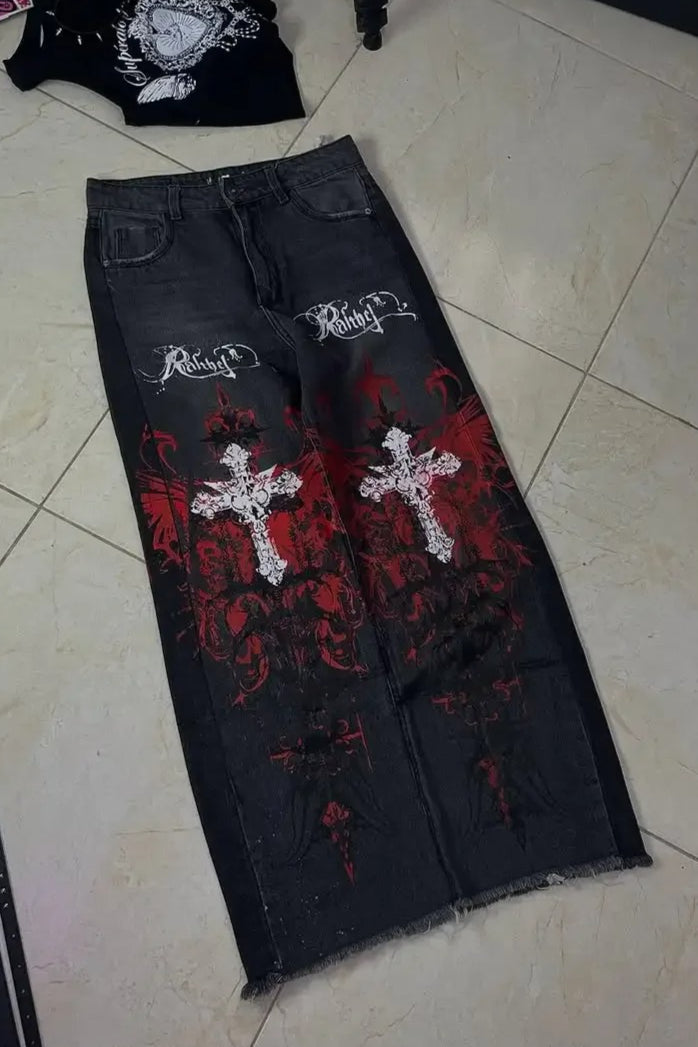 Hip Hop Vintage Streetwear Wide Leg Pants