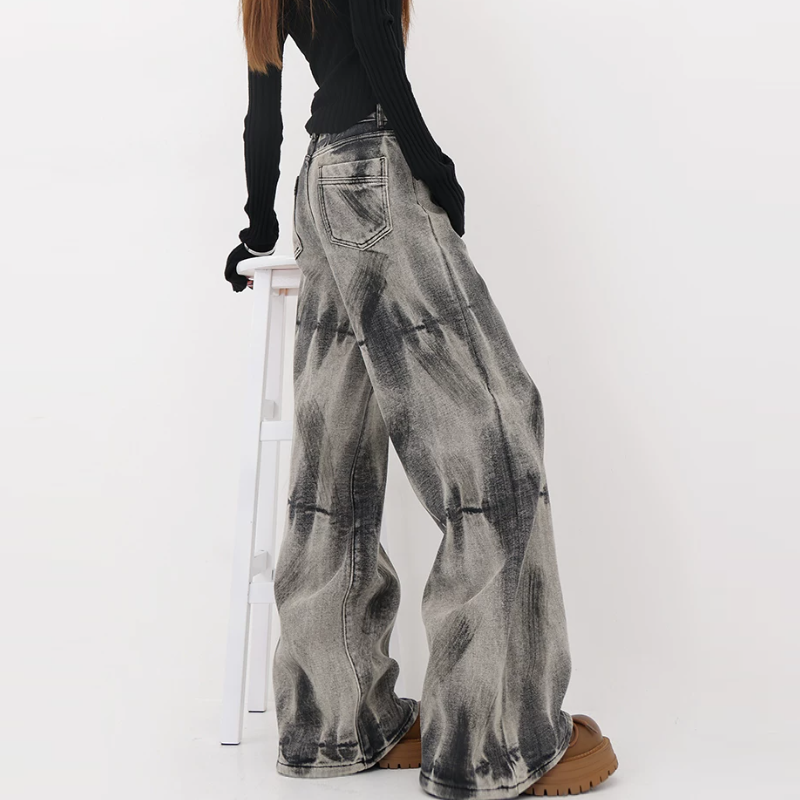 Tie dye zip-up button low rise low rise | Baggy Low Rise Jeans | Festival Outfits Women