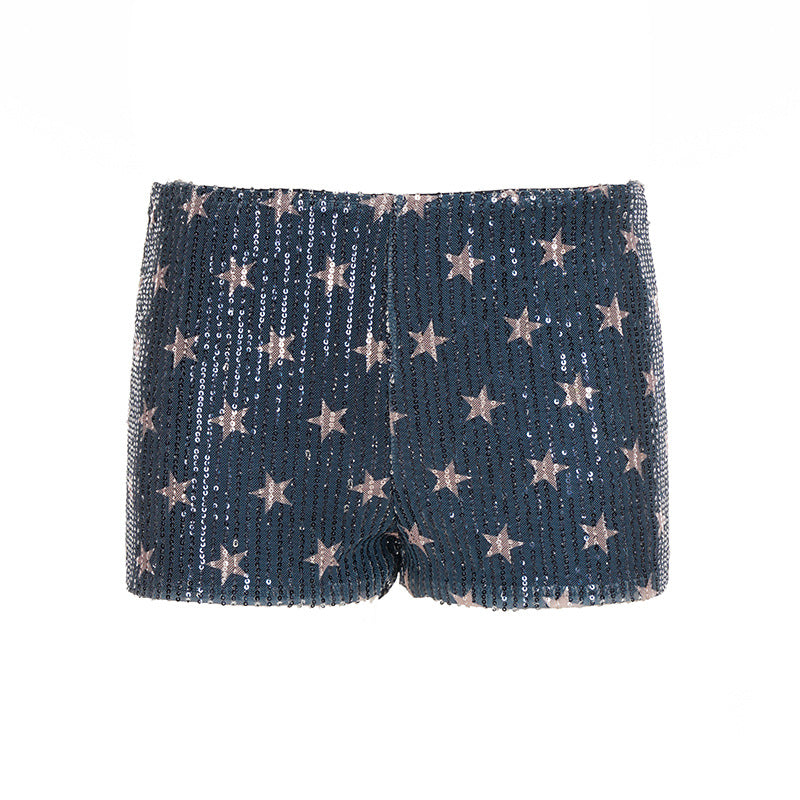 Glitter star print low rise short pant | Festival Outfits Women