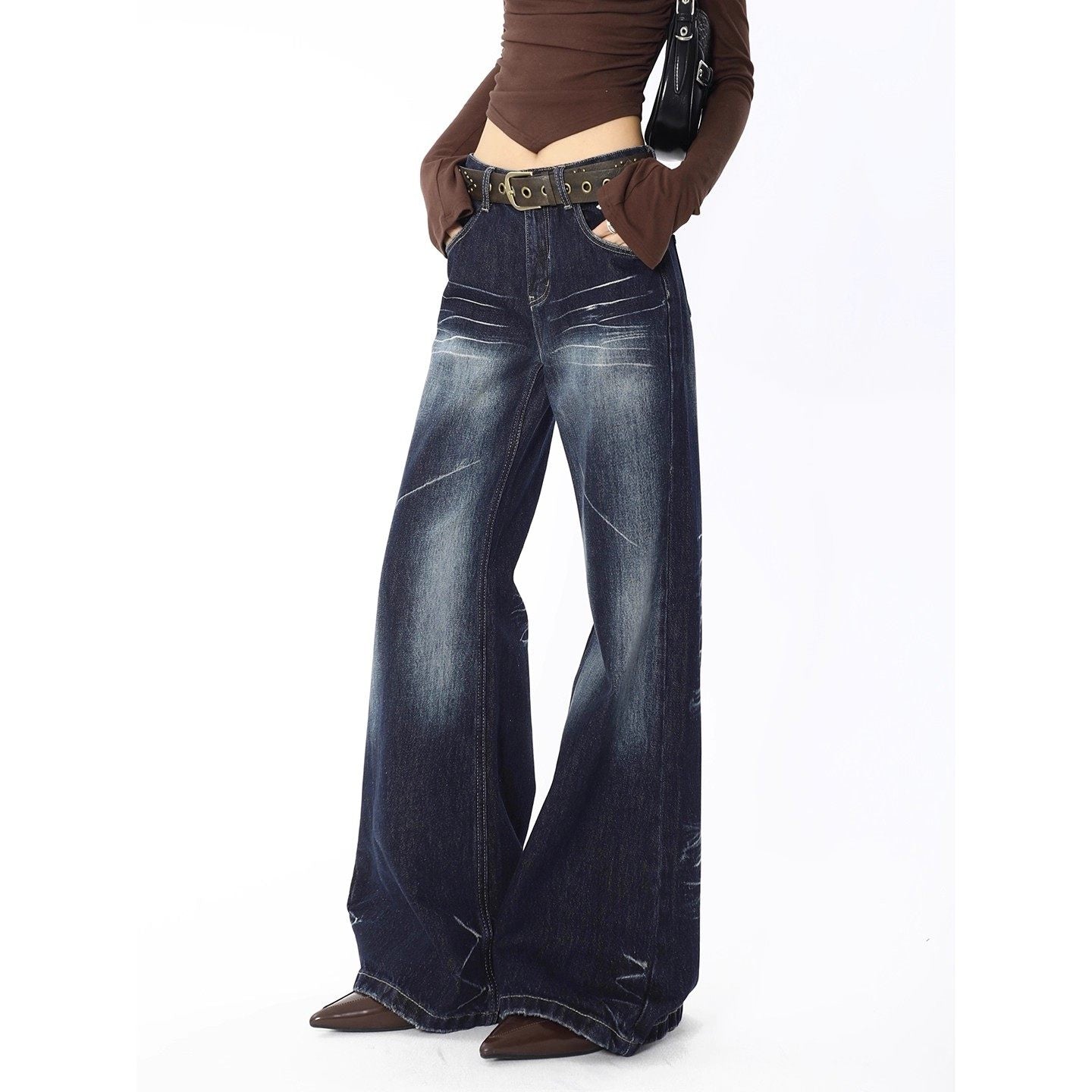Contrast pocket low rise straight leg | Baggy Low Rise Jeans | Festival Outfits Women