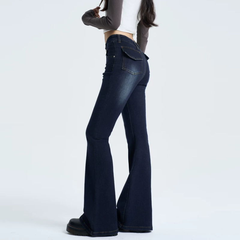Zip-up button pocket low rise jeans | Baggy Low Rise Jeans | Festival Outfits Women