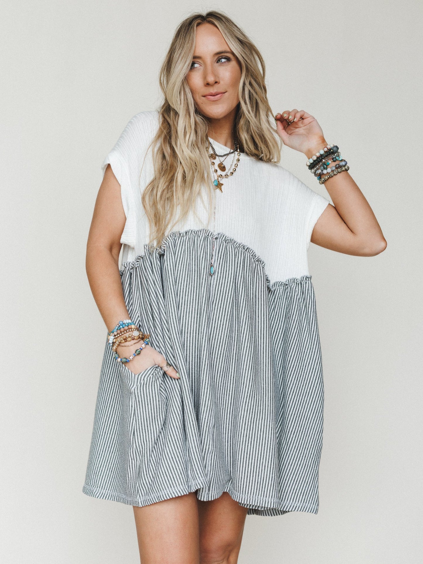 The Nest No Fuss Babydoll Dress - Off White - Pre Order