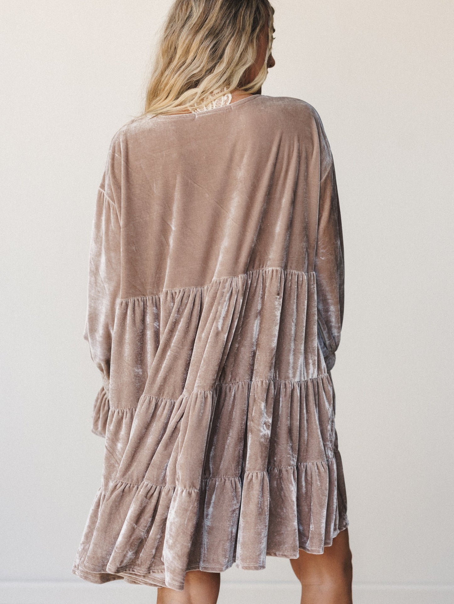 The Nest Maddie Velvet Dress - Taupe