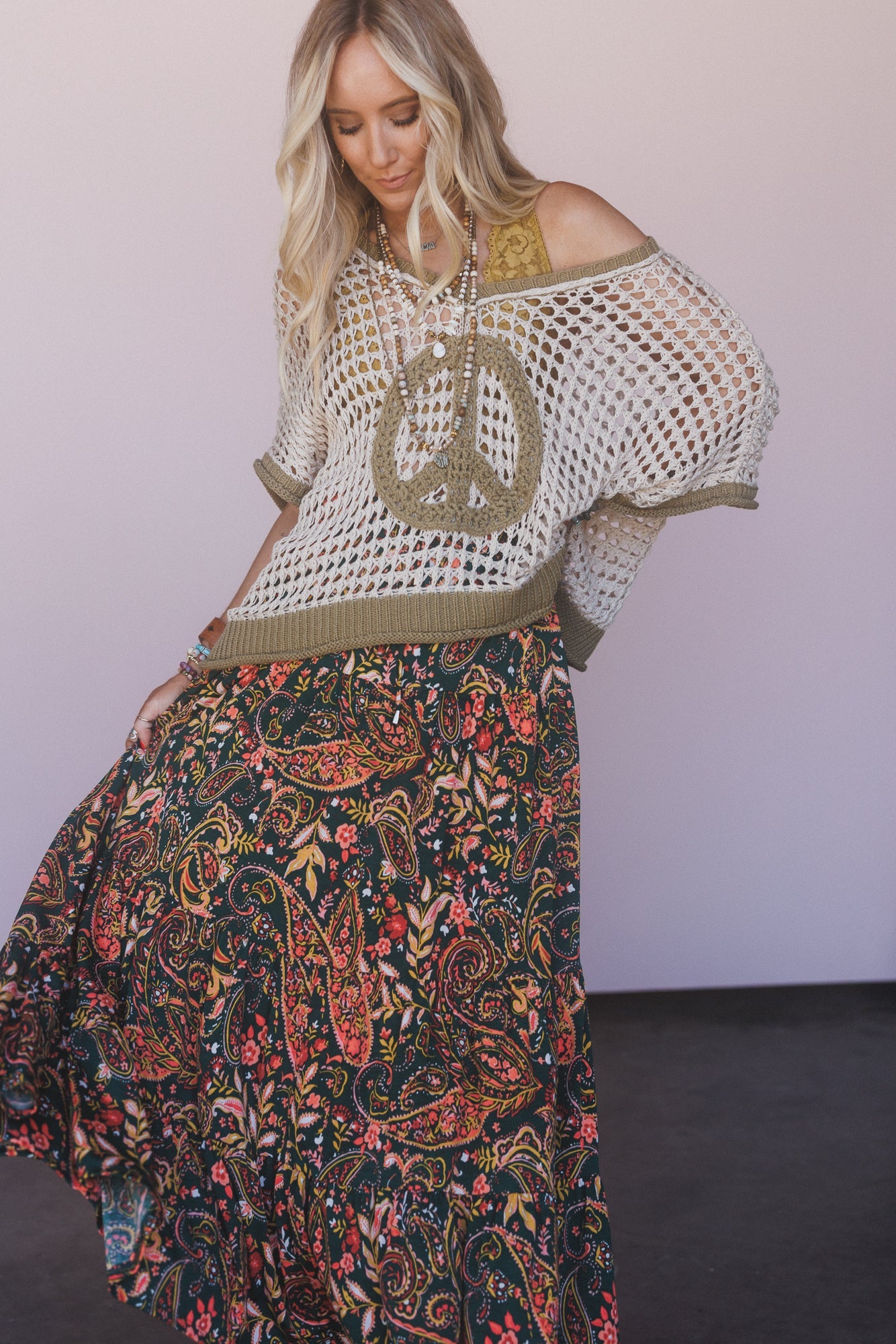 The Nest Happy Tiers Maxi Skirt - Coral Multi - Pre Order