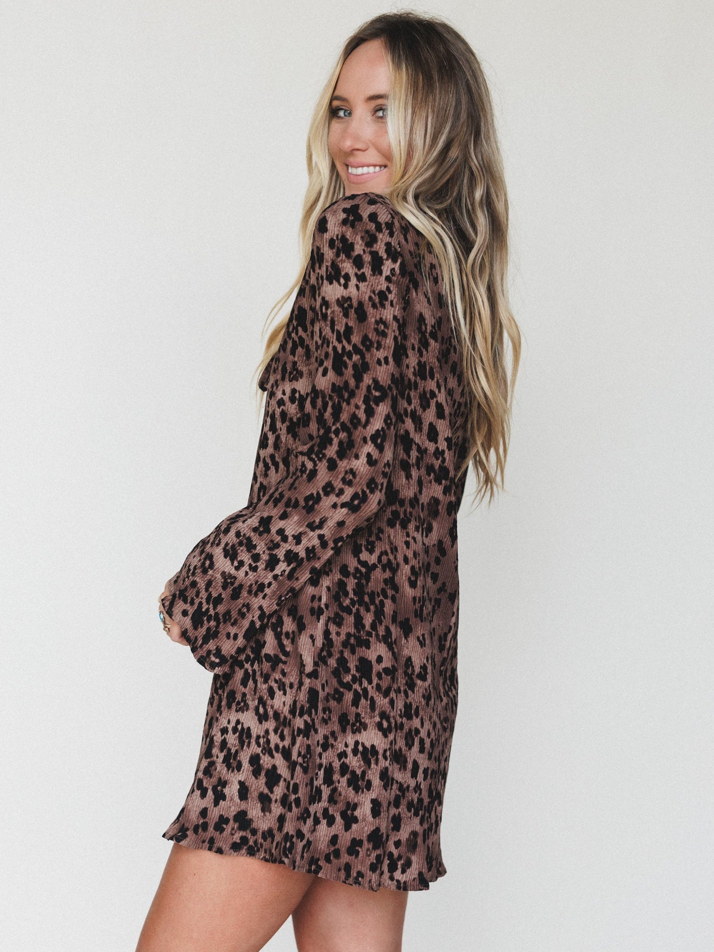 Catwalk Mini Dress - Mocha Leopard
