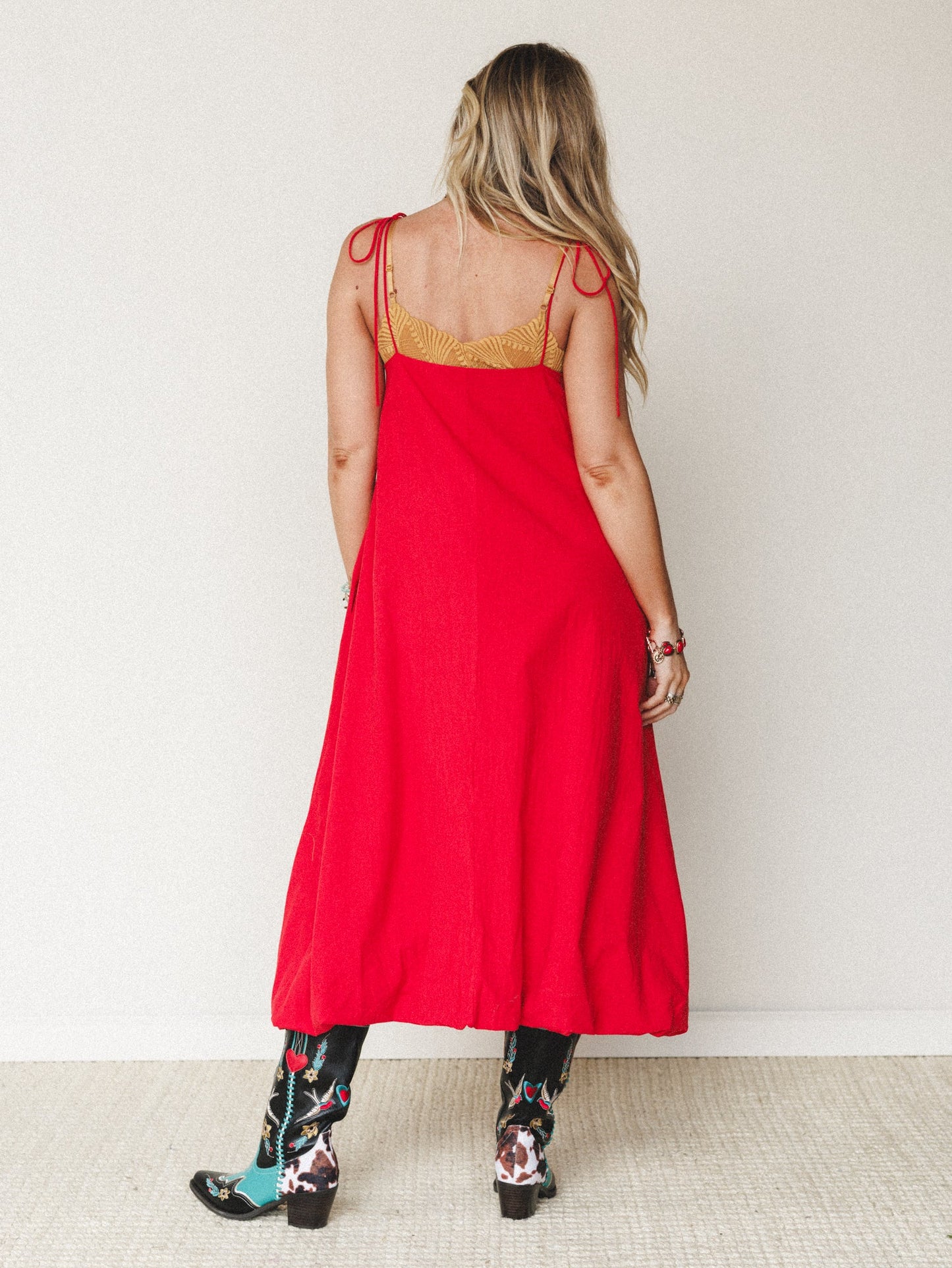 Now and Then Maxi Bubble Dress - Red