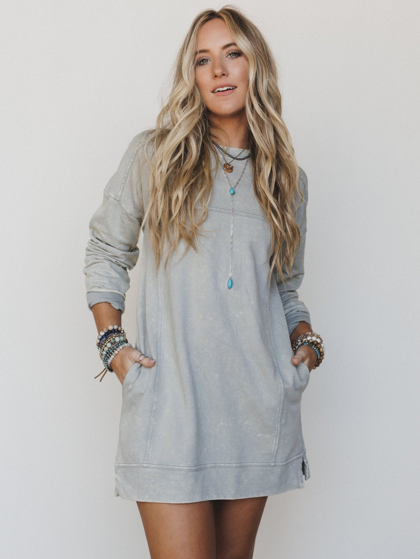 Mission Cozy Sweatshirt Dress - Sleet
