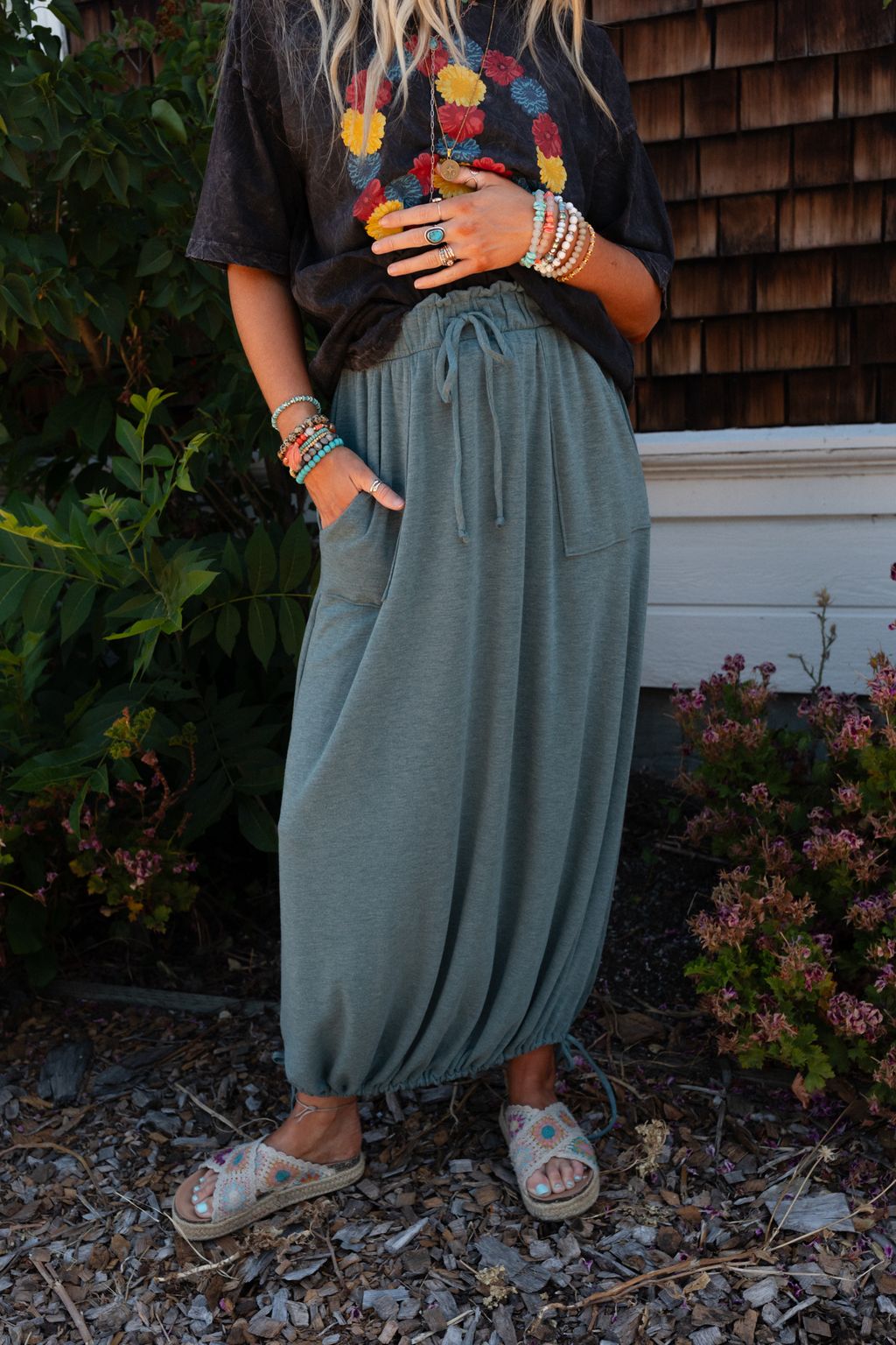 The Nest All In Drawstring Maxi Skirt - Teal - Pre Order