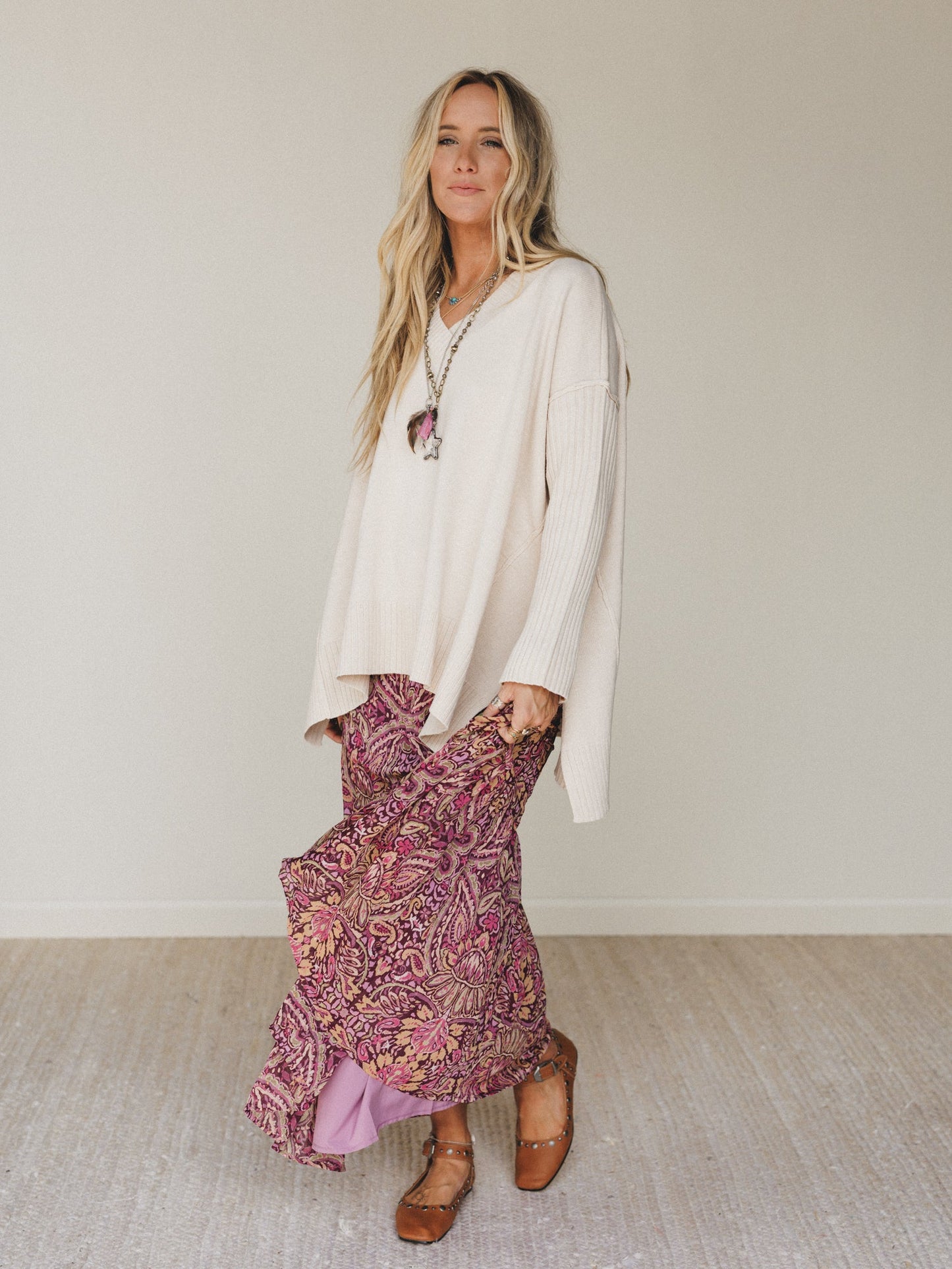 Printed Daydream Maxi Skirt - Purple