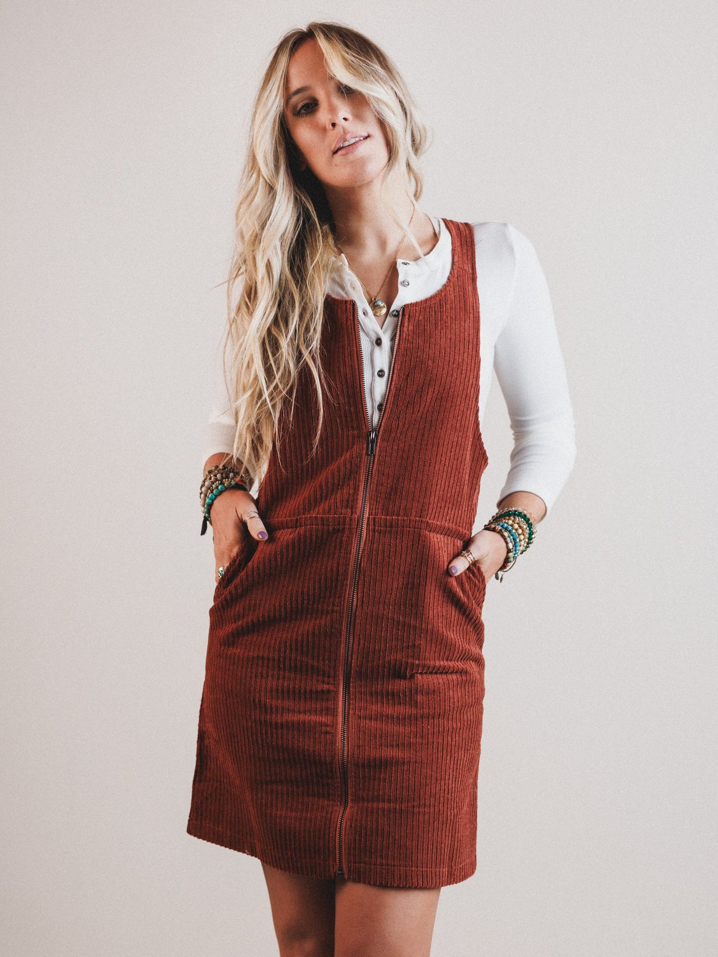 Nicole Overall Dress - Camel - Pre Order