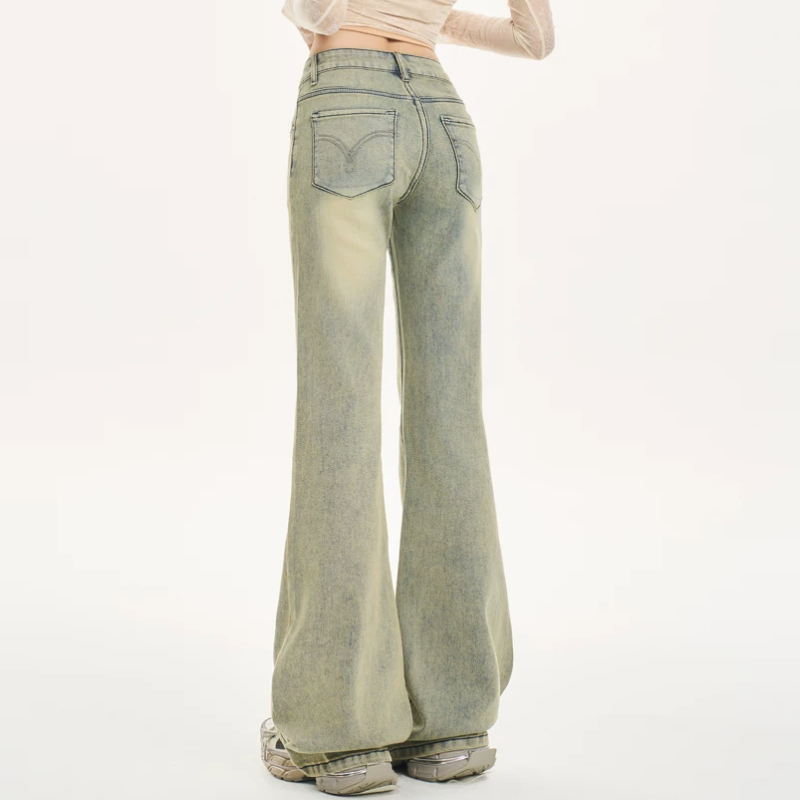Low rise button zip-up pocket jeans | Baggy Low Rise Jeans | Festival Outfits Women