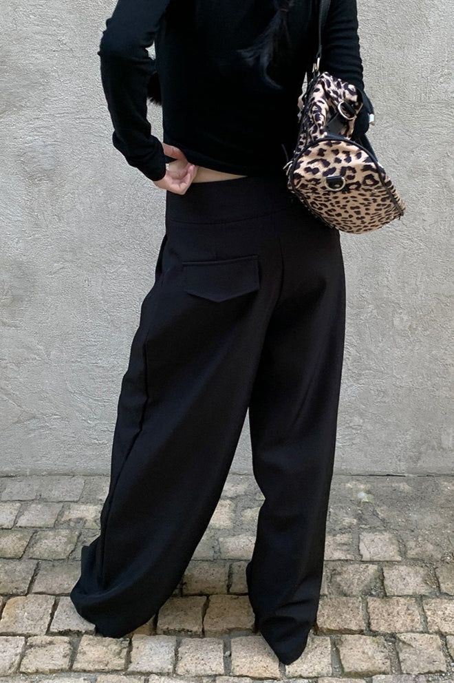 Chic Solid Pleated Wide Pants