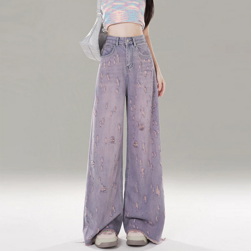 Ripped button zip-up low rise straight leg | Baggy Low Rise Jeans  | Festival Outfits Women