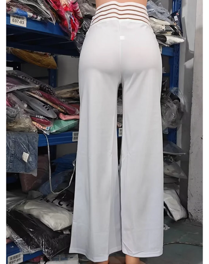 Women's Office Style High Waisted Wide Leg Flared Trousers | Ideal for All Seasons