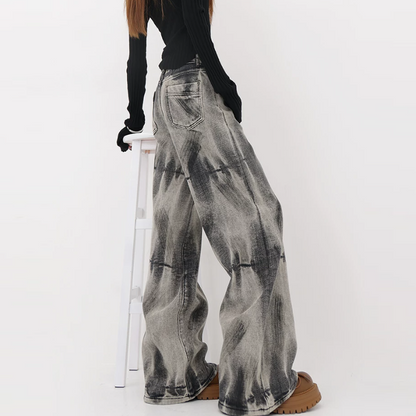 Tie dye zip-up button low rise low rise | Baggy Low Rise Jeans  | Festival Outfits Women