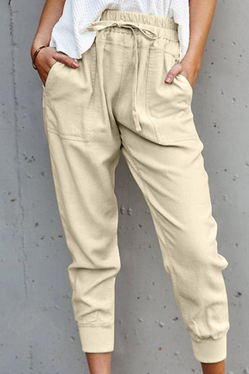 Fashion Casual Solid Patchwork Loose Mid Waist Pencil Bottoms