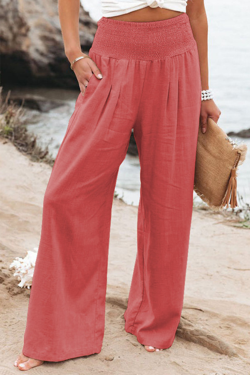 Casual Solid Patchwork Straight High Waist Straight Solid Color Bottoms(8 Colors)