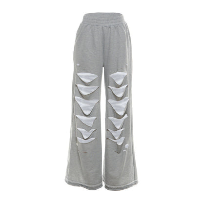 Ripped medium rise solid wide leg pant  | Festival Outfits Women