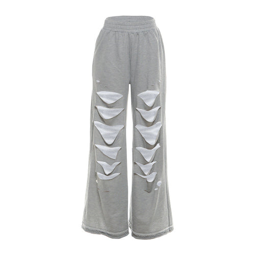 Ripped medium rise solid wide leg pant  | Festival Outfits Women