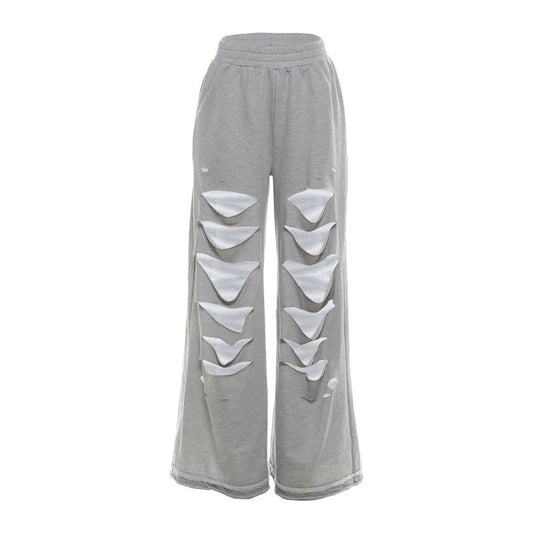 Ripped medium rise solid wide leg pant  | Festival Outfits Women