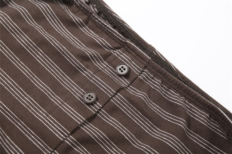 Self tie striped print button short pant  | Festival Outfits Women