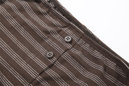 Self tie striped print button short pant  | Festival Outfits Women