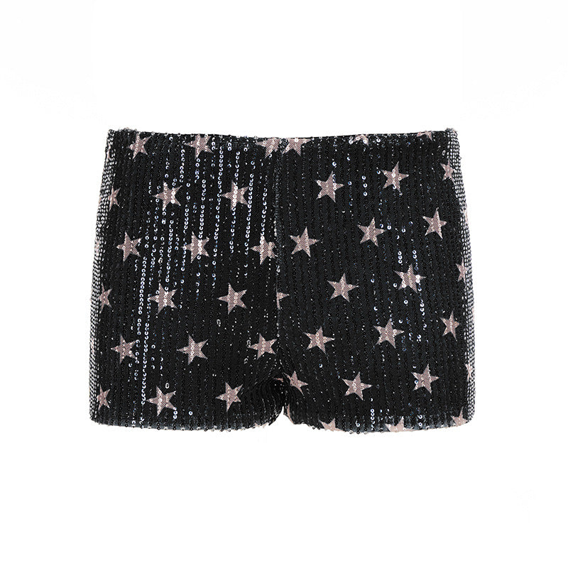 Glitter star print low rise short pant  | Festival Outfits Women