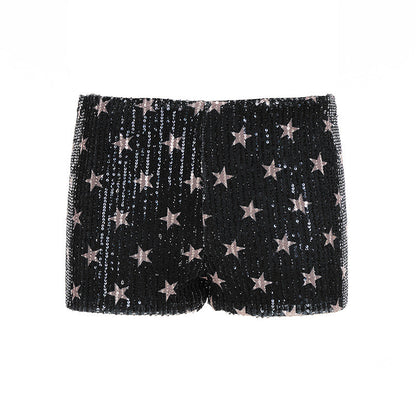 Glitter star print low rise short pant  | Festival Outfits Women