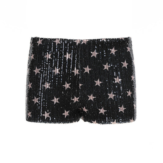 Glitter star print low rise short pant  | Festival Outfits Women