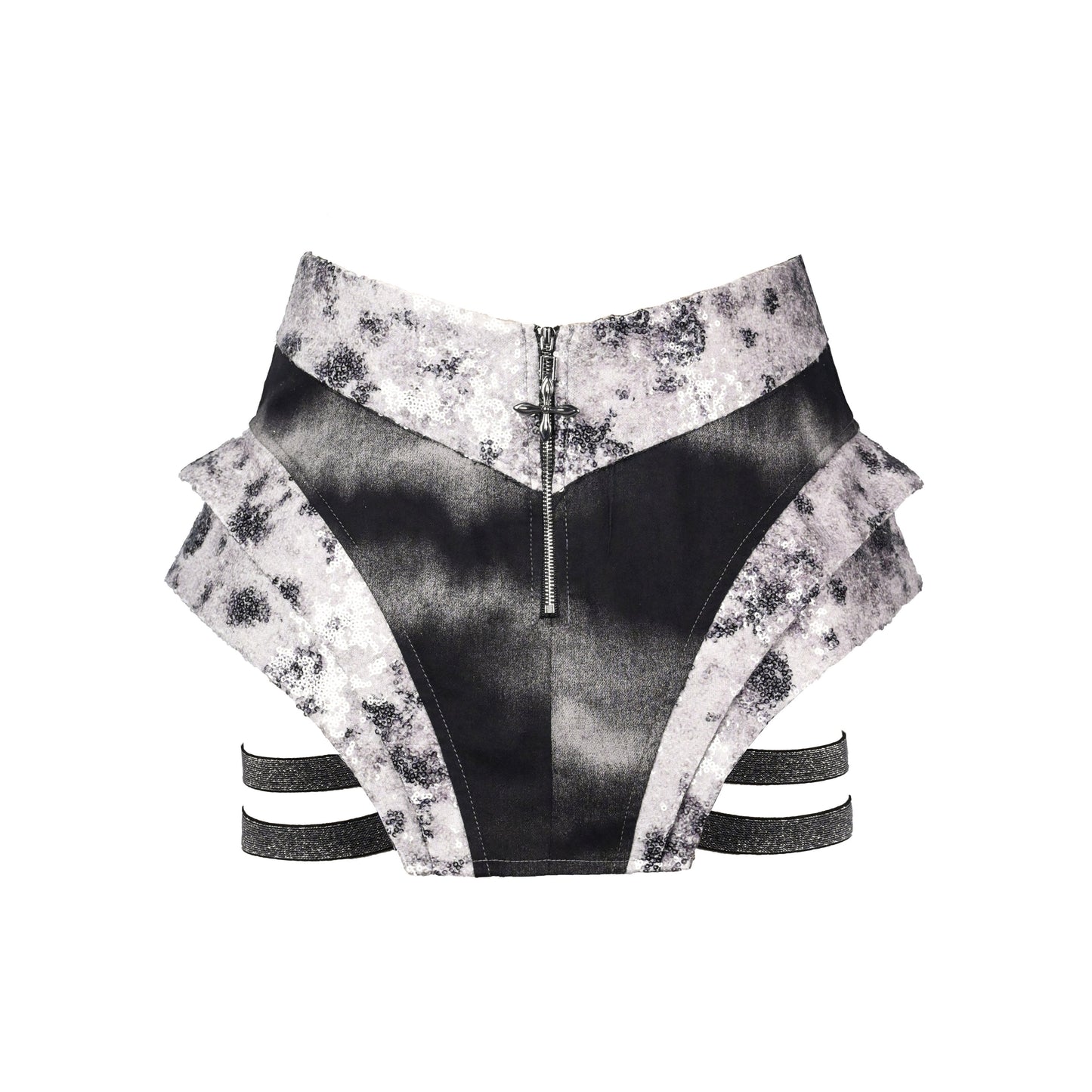 Zip-up glitter hollow out denim low rise pant  | Festival Outfits Women