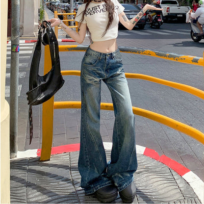 Pocket zip-up button low rise wide leg | Baggy Low Rise Jeans  | Festival Outfits Women