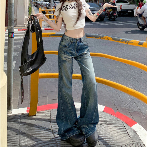 Pocket zip-up button low rise wide leg | Baggy Low Rise Jeans  | Festival Outfits Women