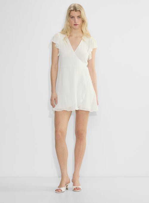 Chiffon ruffle wrap dress
