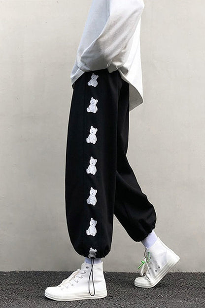 Cute Bear Side Printed Jogging Sweatpants