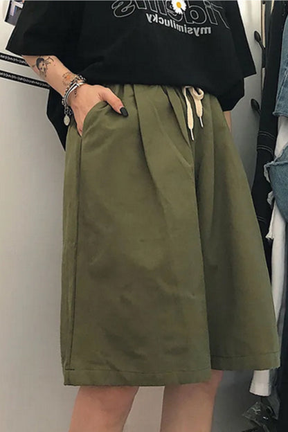 Loose Knee Length Drawstring Shorts Pants