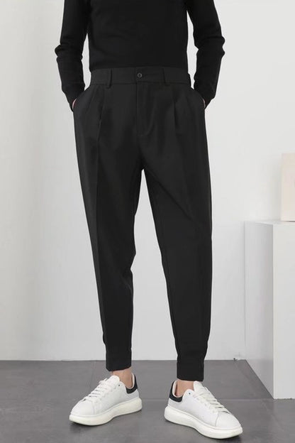 Slim Casual Small Feet Pleated Men Pants