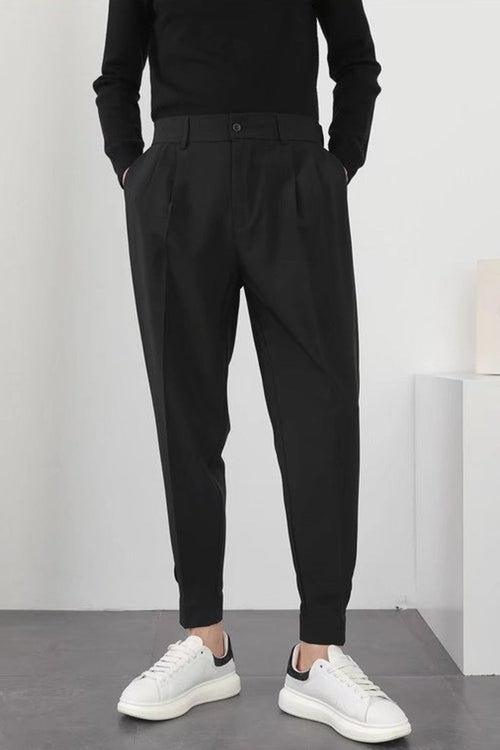 Slim Casual Small Feet Pleated Men Pants