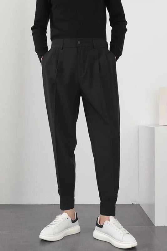 Slim Casual Small Feet Pleated Men Pants