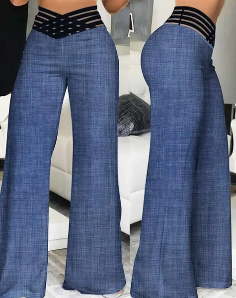 Women's Office Style High Waisted Wide Leg Flared Trousers | Ideal for All Seasons