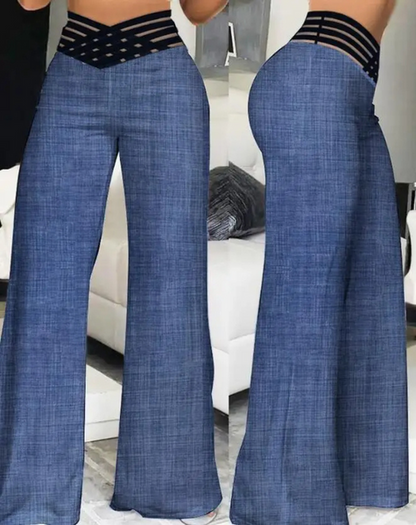 Women's Office Style High Waisted Wide Leg Flared Trousers | Ideal for All Seasons