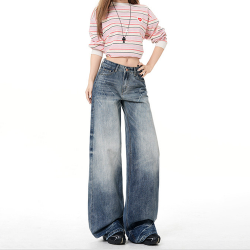 Contrast button zip-up straight leg | Baggy Low Rise Jeans  | Festival Outfits Women