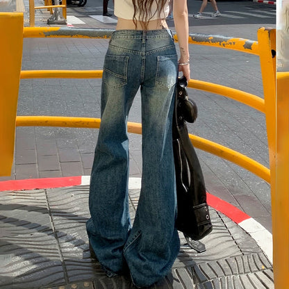 Pocket zip-up button low rise wide leg | Baggy Low Rise Jeans  | Festival Outfits Women