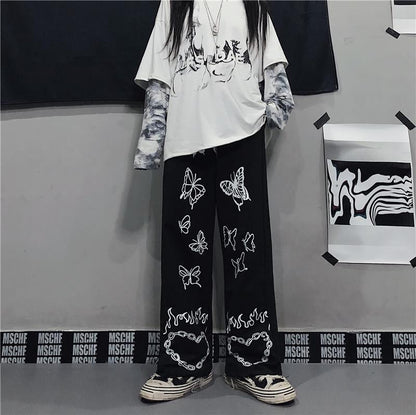 Butterfly Printed Hip Hop Long Pants