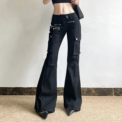 Utility Zipper Black Pants