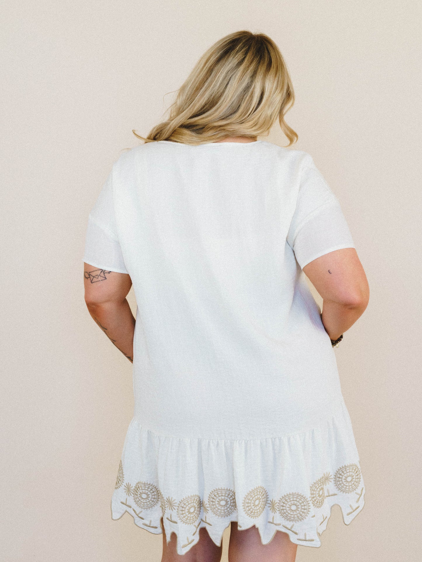 Sweet Dandy Embroidered Dress - Cream