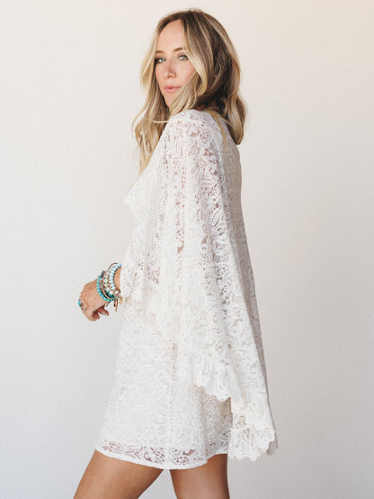 Tales of Love Lace Cape Dress - Ivory