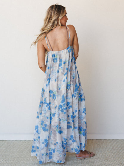 Days of Old Floral Maxi Dress - Blue