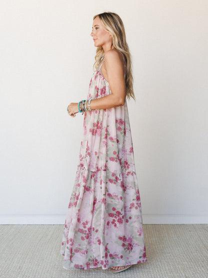 Days of Old Floral Maxi Dress - Mauve Rose