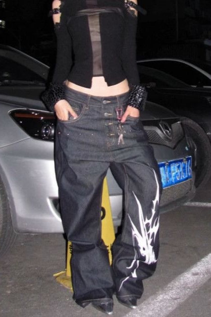 Thorn Totem Distressed Wide-Leg Plus Size Pants