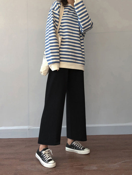 Casual Wide Leg Ankle Length Loose Pants
